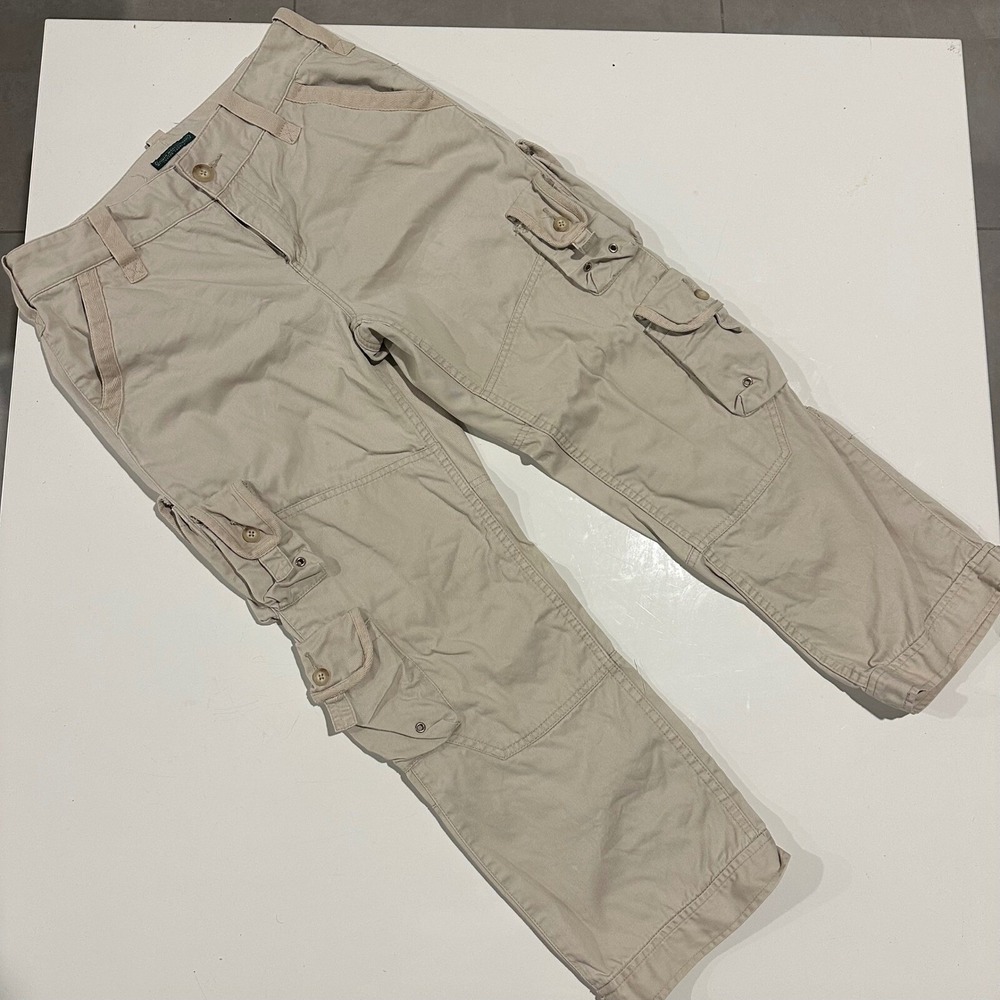 Vintage Y2K Lauren Jeans Co. Paratrooper Pants Womans 4 Khaki Cargo Utility RL‎